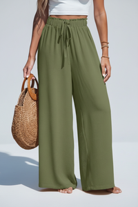 Women's Fashion Fake Drawstring Loose Casual Wide-leg Trousers