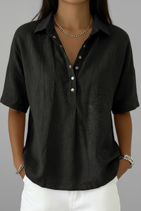 Summer Short-sleeved Shirt Button Pullover Top Fashion Casual Women's Clothing