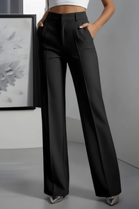 Women's White Minimalist Pants Made Of Polyester