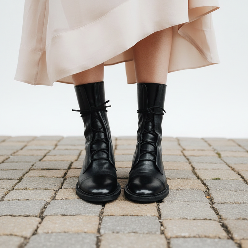 Rough Low-Heeled Handsome Motorcycle Martin Boots
