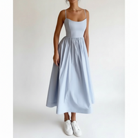 Women's Solid Color Printing Fresh Sweet Sexy Suspender Dress