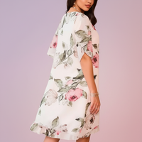 Women's Loose Round Neck Fashion Premium Chiffon Print Dress