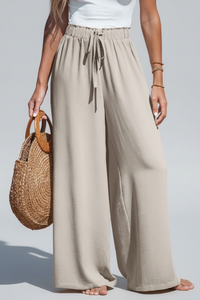 Women's Fashion Fake Drawstring Loose Casual Wide-leg Trousers