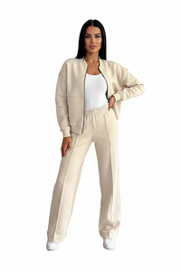 Women's Sports Suits Zipper Jacket And Wide Leg Pants Two-piece Set