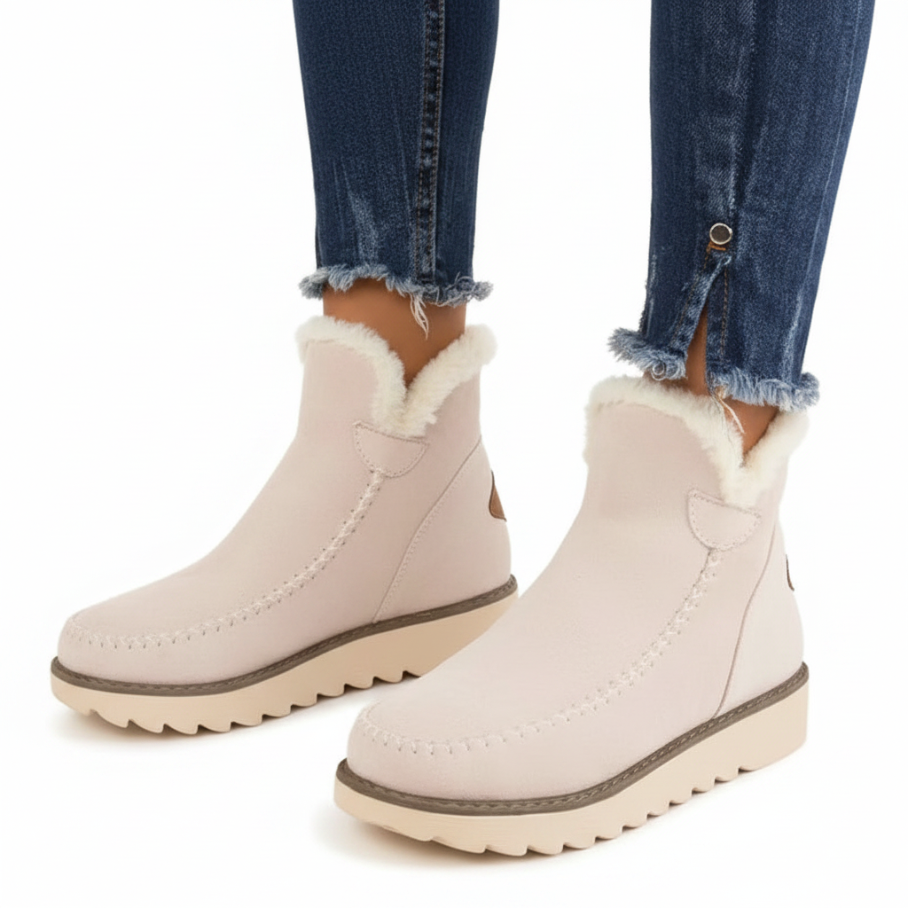 Thick Bottom Pure Color Warm Keeping Suede Snow Boots Women's Retro Cotton Boots