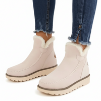 Thick Bottom Pure Color Warm Keeping Suede Snow Boots Women's Retro Cotton Boots