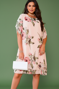 Women's Loose Round Neck Fashion Premium Chiffon Print Dress