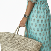 Summer Bohemian Print Lantern-Sleeved Dress Fashion Loose V-Neck Ruffle Long Dress Beach Clothing For Women