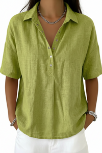 Summer Short-sleeved Shirt Button Pullover Top Fashion Casual Women's Clothing