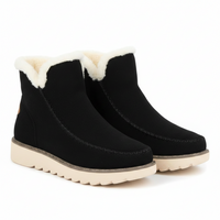 Thick Bottom Pure Color Warm Keeping Suede Snow Boots Women's Retro Cotton Boots