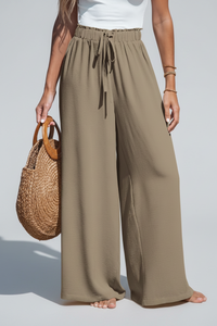 Women's Fashion Fake Drawstring Loose Casual Wide-leg Trousers