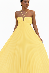 Ins Pleated Sleeveless Sling Dress Hollow High Waist Halter Robe Dresses For Evening Party Club Clothing Women