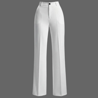 Women's White Minimalist Pants Made Of Polyester