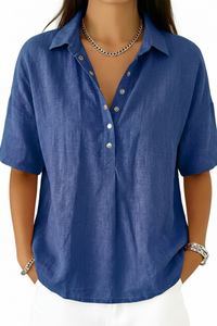 Summer Short-sleeved Shirt Button Pullover Top Fashion Casual Women's Clothing