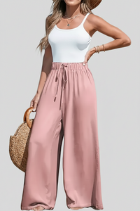 Women's Fashion Fake Drawstring Loose Casual Wide-leg Trousers