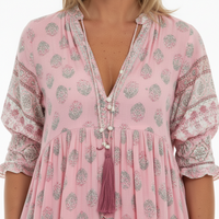 Summer Bohemian Print Lantern-Sleeved Dress Fashion Loose V-Neck Ruffle Long Dress Beach Clothing For Women