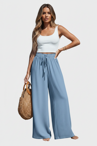 Women's Fashion Fake Drawstring Loose Casual Wide-leg Trousers