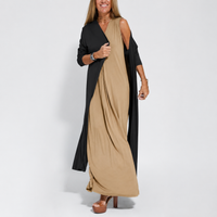 New Solid Color V-neck Sleeveless Dress Long Cardigan Jacket Suit For Women