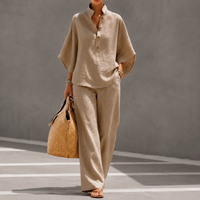 Women's Short-sleeved Suit Summer Loose Pullover Top And Straight-leg Trousers Outfit Clothing