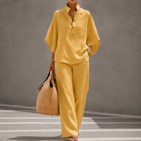 Women's Short-sleeved Suit Summer Loose Pullover Top And Straight-leg Trousers Outfit Clothing