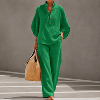 Women's Short-sleeved Suit Summer Loose Pullover Top And Straight-leg Trousers Outfit Clothing