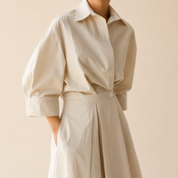 Long-sleeve Blouse Elastic Waist Swing Dress