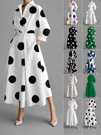 Long-sleeve Blouse Elastic Waist Swing Dress