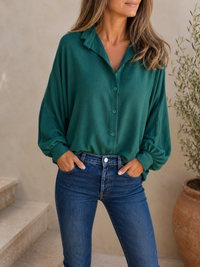 Women's Long-sleeved Lapel Button Shirt Top
