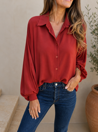 Women's Long-sleeved Lapel Button Shirt Top