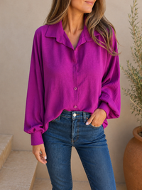 Women's Long-sleeved Lapel Button Shirt Top