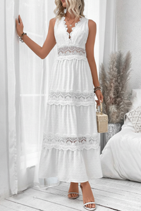 Women's Lace Stitching V-neck Sleeveless Dress