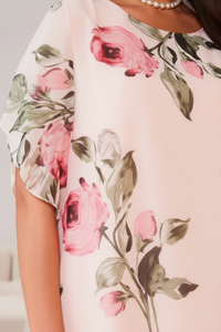 Women's Loose Round Neck Fashion Premium Chiffon Print Dress