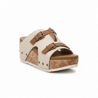 Ins Buckle Wedges Sandals Summer Fish Mouth Thick High Heel Slides Slippers Outdoor Fashion Beach Roman Shoes For Women