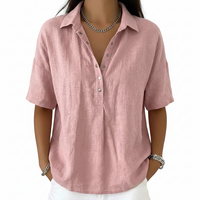 Summer Short-sleeved Shirt Button Pullover Top Fashion Casual Women's Clothing