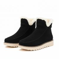 Thick Bottom Pure Color Warm Keeping Suede Snow Boots Women's Retro Cotton Boots
