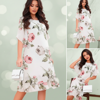 Women's Loose Round Neck Fashion Premium Chiffon Print Dress