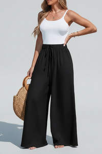 Women's Fashion Fake Drawstring Loose Casual Wide-leg Trousers