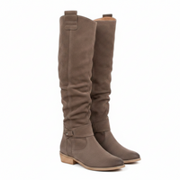 Autumn And Winter Low Heel Side Zipper Suede Women's High Boots