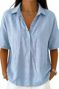 Summer Short-sleeved Shirt Button Pullover Top Fashion Casual Women's Clothing